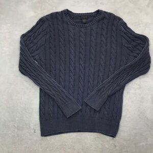 Magaschoni man Weathered Blue Cable Knit Cotton Sweater Size L